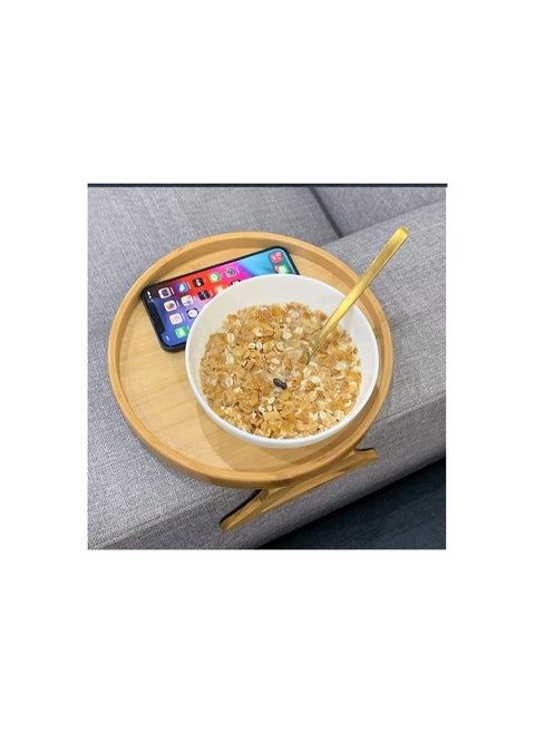 Sofa Tray Table Sofa Armrest Clip-On Tray Natural Bamboo Sofa Tray Practical TV Snack Tray for Remote Control Coffee Snacks