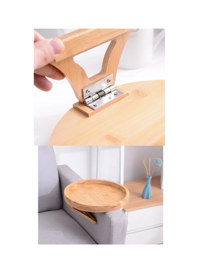 Sofa Tray Table Sofa Armrest Clip-On Tray Natural Bamboo Sofa Tray Practical TV Snack Tray for Remote Control Coffee Snacks
