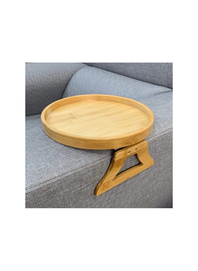 Sofa Tray Table Sofa Armrest Clip-On Tray Natural Bamboo Sofa Tray Practical TV Snack Tray for Remote Control Coffee Snacks