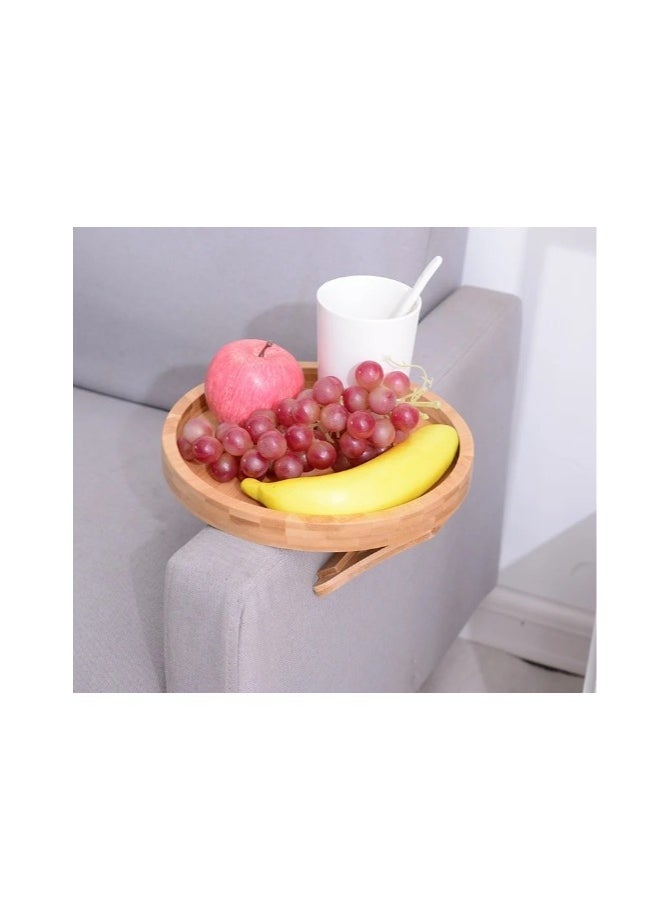 Sofa Tray Table Sofa Armrest Clip-On Tray Natural Bamboo Sofa Tray Practical TV Snack Tray for Remote Control Coffee Snacks