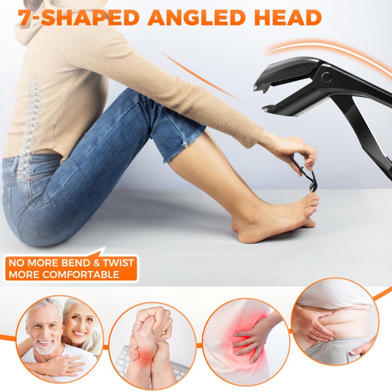 DRMODE Toenail Clippers for Seniors Thick Toenails, Upgrade Angled Head Large Toe Nail Clippers for Men with Wide Jaw Opening, Sharp Heavy Duty Fingernail Clipper Cutter with Catcher Long Handle -Black - Image 2