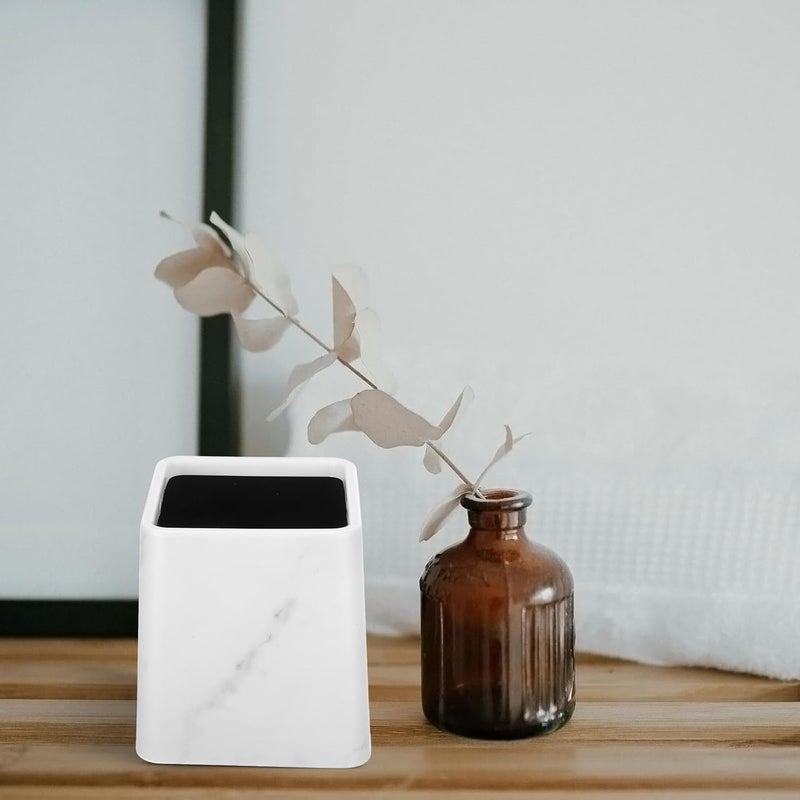 Marble Pattern Mini Trash Can for Desk, Bathroom Garbage Can with Lid, Small Decorative Wastebasket for Bedroom, Kitchen, Office, and Living Room Use - Image 4