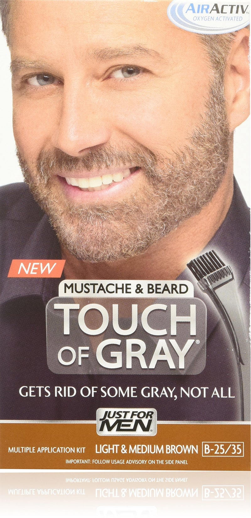 JUST FOR MEN Touch of Gray Hair Color Mustache  Beard Kit Light  Medium Brown B2535 2 Count Pack of 1