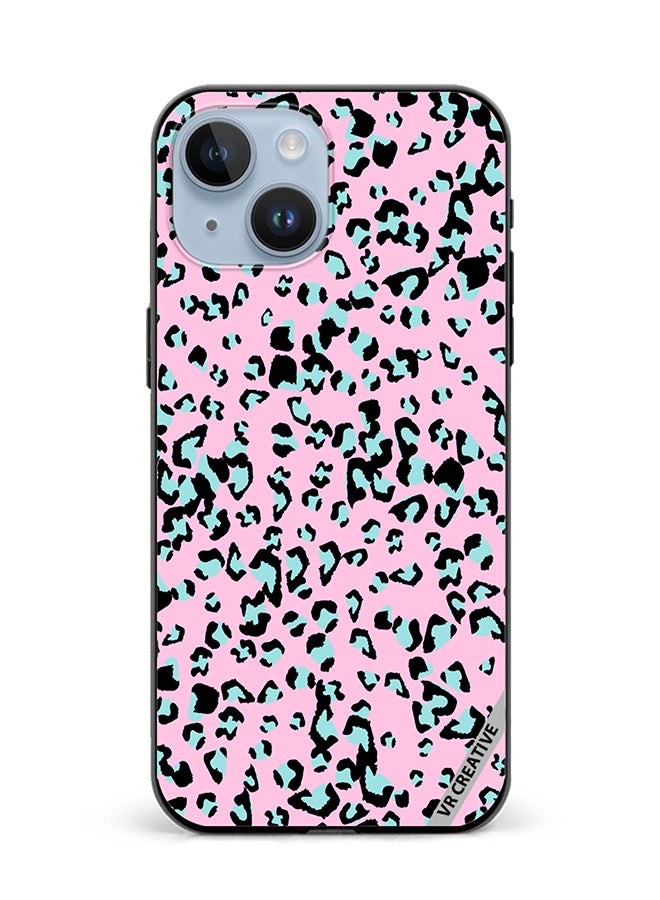 VR CREATIVE Protective Case Cover For Apple iPhone 15 Plus Pink Leopard Print Design Animal Skin Pattern Vector Illustration Design Multicolour - Image 1