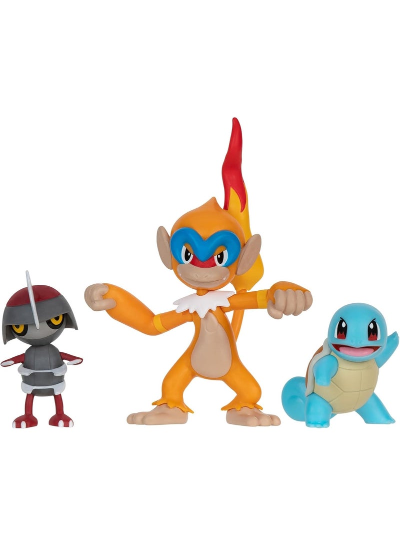 Pokemon Pokémon Battle Figure 3-Pack with Pawniard, Monferno & Squirtle Collectible Toy Figures - Image 1