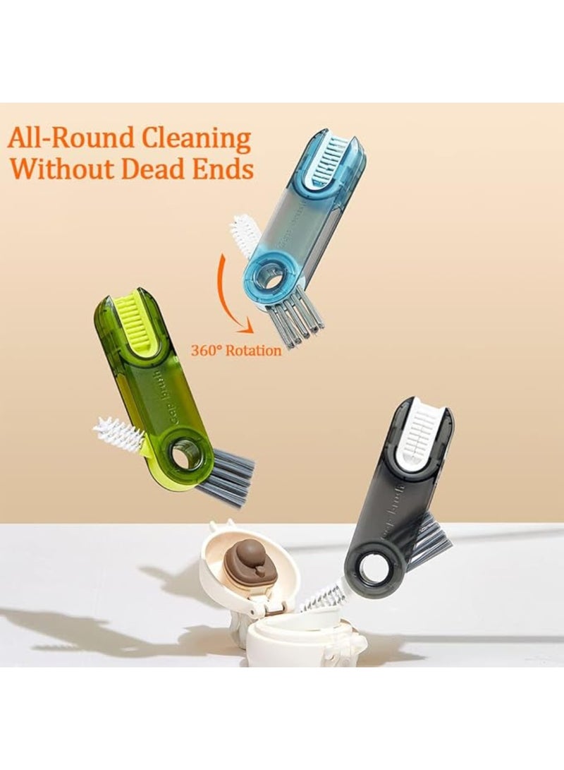 يلا جوي فرشاة تنظيف صغيرة ٣ في ١، مجموعة من ٣ فرش لتنظيف أغطية الأكواب، فرشاة صغيرة متعددة الاستخدامات لتنظيف الشقوق، للأعناق الضيقة، والأغطية، والماصات، والأكواب، وزجاجات الأطفال، والمزهريات - Image 5