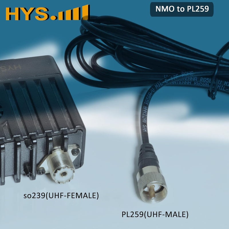 HYS TCJ-N1 3/8" to 3/4" Hole Mount with 13'/About 4m RG-58 Coax Cable NMO to PL259 for All NMO VHF/UHF/CB Radio Antenna - Image 5