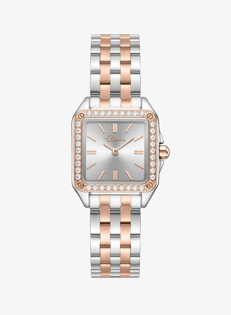 Omaha Silver Dial Stainless Steel Bracelet Analog Watch for Women, 27.8mm