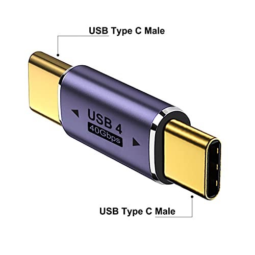 AreMe 2 Pack USB C Male to Male Adapter, USB Type C Coupler Extender Support 100W, 40Gbps, 8K@60Hz for Thunderbolt 4/3, MacBook Pro/Air, Laptop, Phones and More Type C Devices (Purple) - Image 2