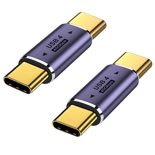 AreMe 2 Pack USB C Male to Male Adapter, USB Type C Coupler Extender Support 100W, 40Gbps, 8K@60Hz for Thunderbolt 4/3, MacBook Pro/Air, Laptop, Phones and More Type C Devices (Purple) - Image 1