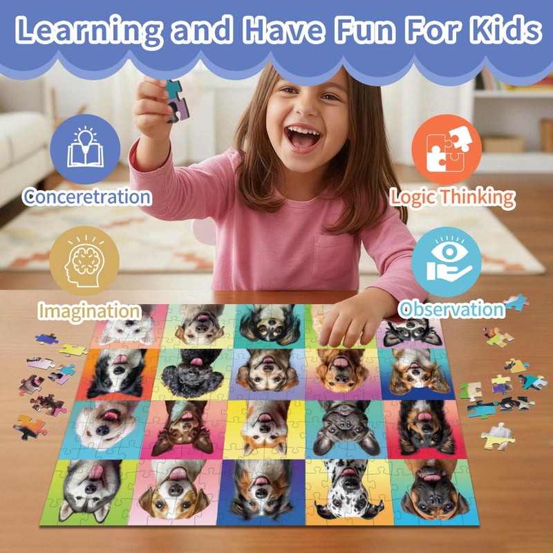 OSBOO Dog Puzzles for Kids Ages 6-8 8-10, 200 Pieces Jigsaw Puzzle for Kids and Adults, Multicolor Puppy Theme Puzzles for Children, Christmas Collection Gift - Image 2
