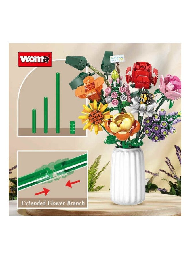 ووما سريع وسهل WOMA 11804 باوستاين بلومه كرييتف بيلدينغ بلوكس فلورز بوتانيكال موذرز داي جيف ست فلور بيلدينغ بلوك ست - Image 3