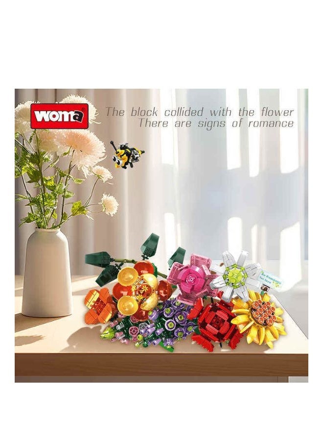 ووما سريع وسهل WOMA 11804 باوستاين بلومه كرييتف بيلدينغ بلوكس فلورز بوتانيكال موذرز داي جيف ست فلور بيلدينغ بلوك ست - Image 4