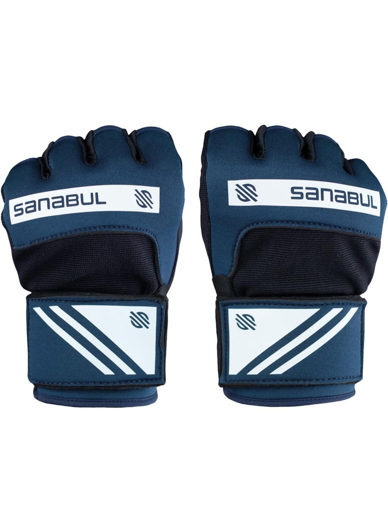 Sanabul  - Gel Hand Wraps for Boxing Gloves | MMA Muay Thai Kick Boxing Quick Wraps for Men & Women | Inner Boxing Hand Wrap for Gloves | Padded Knuckle Wrist Wrap (Navy/White) - Image 1