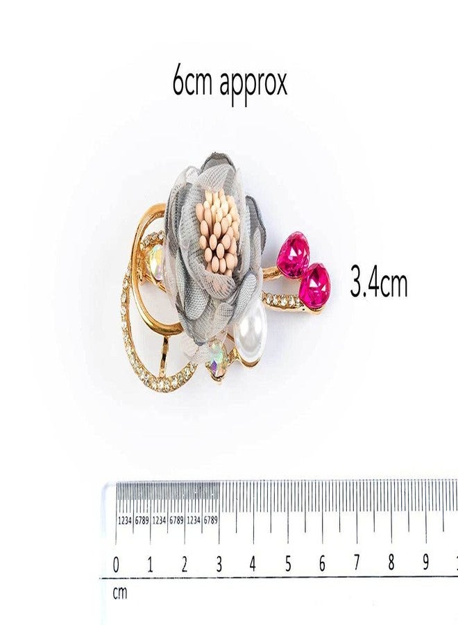 Mohan Shoppe Gray Flower Brooch for Clothes,Dress Lapel,Boys and Men Size- 6 X 3.4 cm Approx .,Package of 1 Piece - Image 3