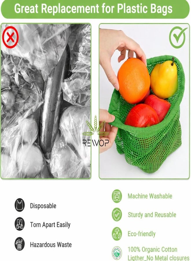 REWOP Vegetable Bag For Fridge 100% Cotton (Pack Of 6) | Eco-Friendly Natural Vegetables Bags for Storage & Mesh Net Vegetable Bag Kitchen & Fridge, Reusable Mesh Produce Bags - Image 3
