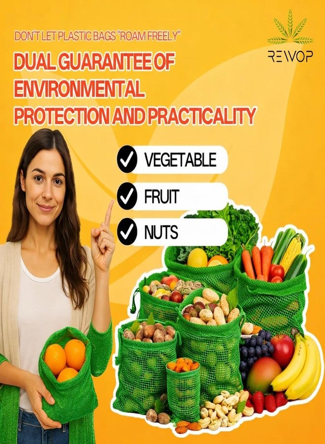 REWOP Vegetable Bag For Fridge 100% Cotton (Pack Of 6) | Eco-Friendly Natural Vegetables Bags for Storage & Mesh Net Vegetable Bag Kitchen & Fridge, Reusable Mesh Produce Bags - Image 5