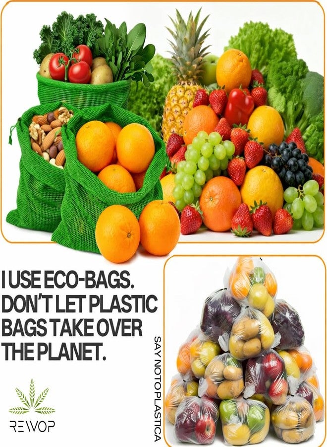REWOP Vegetable Bag For Fridge 100% Cotton (Pack Of 6) | Eco-Friendly Natural Vegetables Bags for Storage & Mesh Net Vegetable Bag Kitchen & Fridge, Reusable Mesh Produce Bags - Image 4