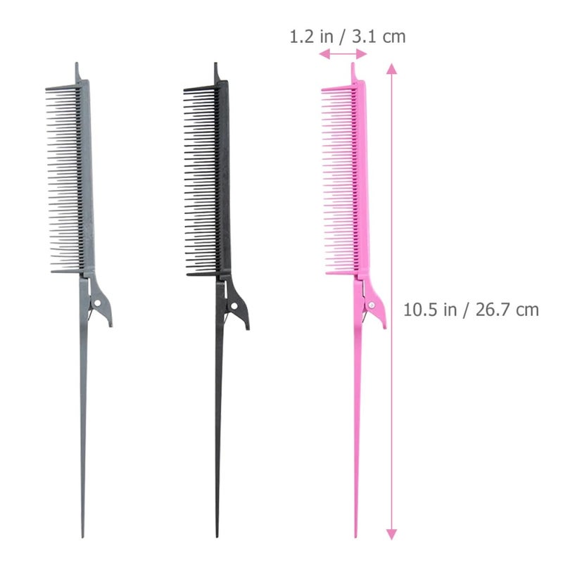 3pcs Fine Tooth Rat Tail Hair Combs Carbon Fiber Styling Combs for Highlighting Parting and Teasing Hair - Image 2