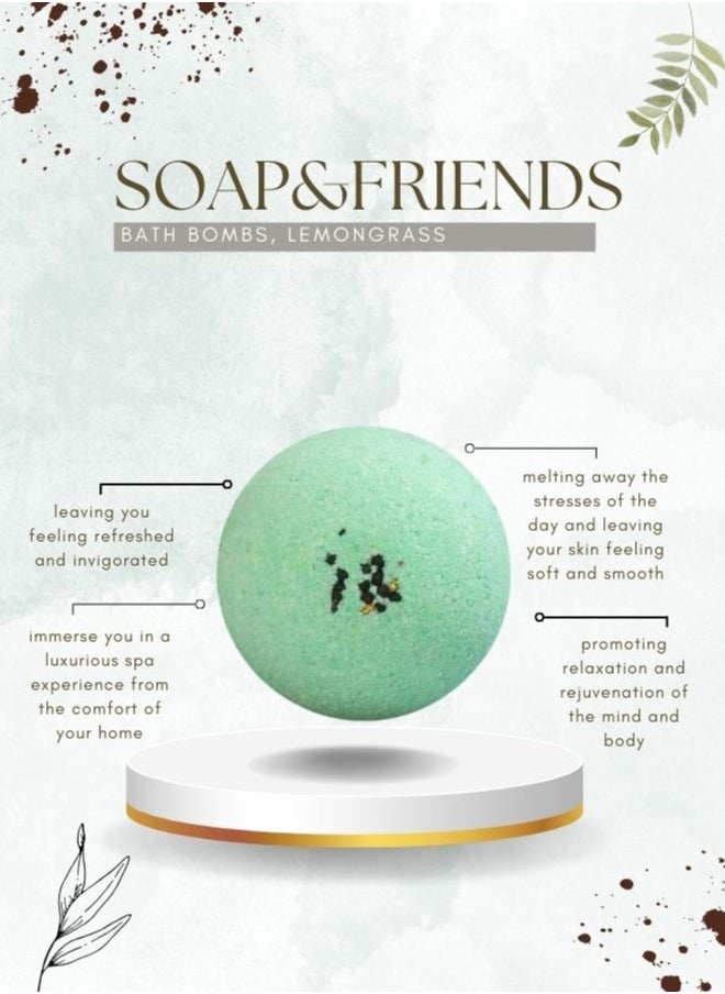 Soap&Friends Soap&Friends Lemongrass Bath Bomb 110g – Refreshing Fizzy Bath Bomb with Citrus Essential Oils – Natural Spa Bath Bomb  - Image 3