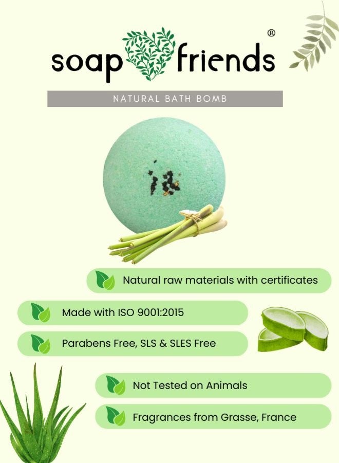 Soap&Friends Lemongrass Bath Bomb 110g – Refreshing Fizzy Bath Bomb with Citrus Essential Oils – Natural Spa Bath Bomb - Image 2