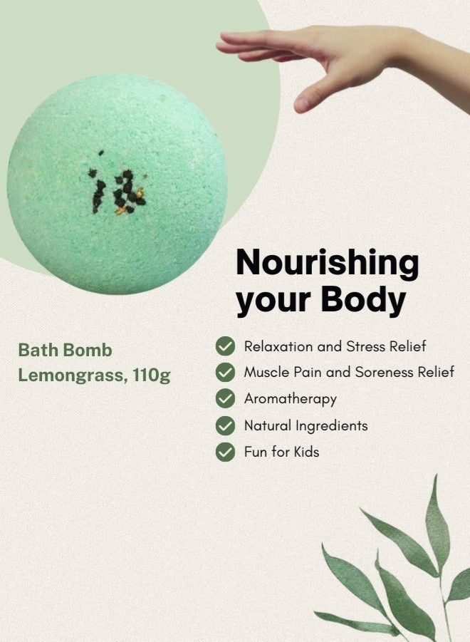 Soap&Friends Lemongrass Bath Bomb 110g – Refreshing Fizzy Bath Bomb with Citrus Essential Oils – Natural Spa Bath Bomb - Image 3