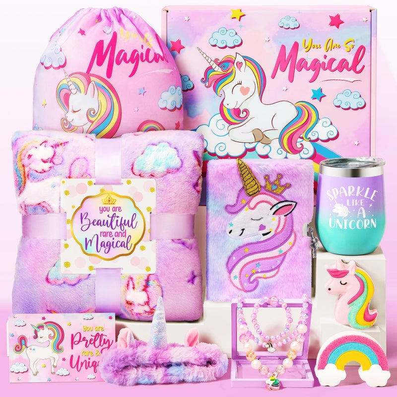 Qinline Easter Gifts for Girls, Unicorn Birthday Gifts Basket for Girls Age 3 4 5 6 7 8 9 10 Years Old, Girl Toy Age 6-8, Teen Girl Gift Trendy Stuff for Toddler 8-12, Easter Eggs Stuffers for Daughter Niece - Image 1