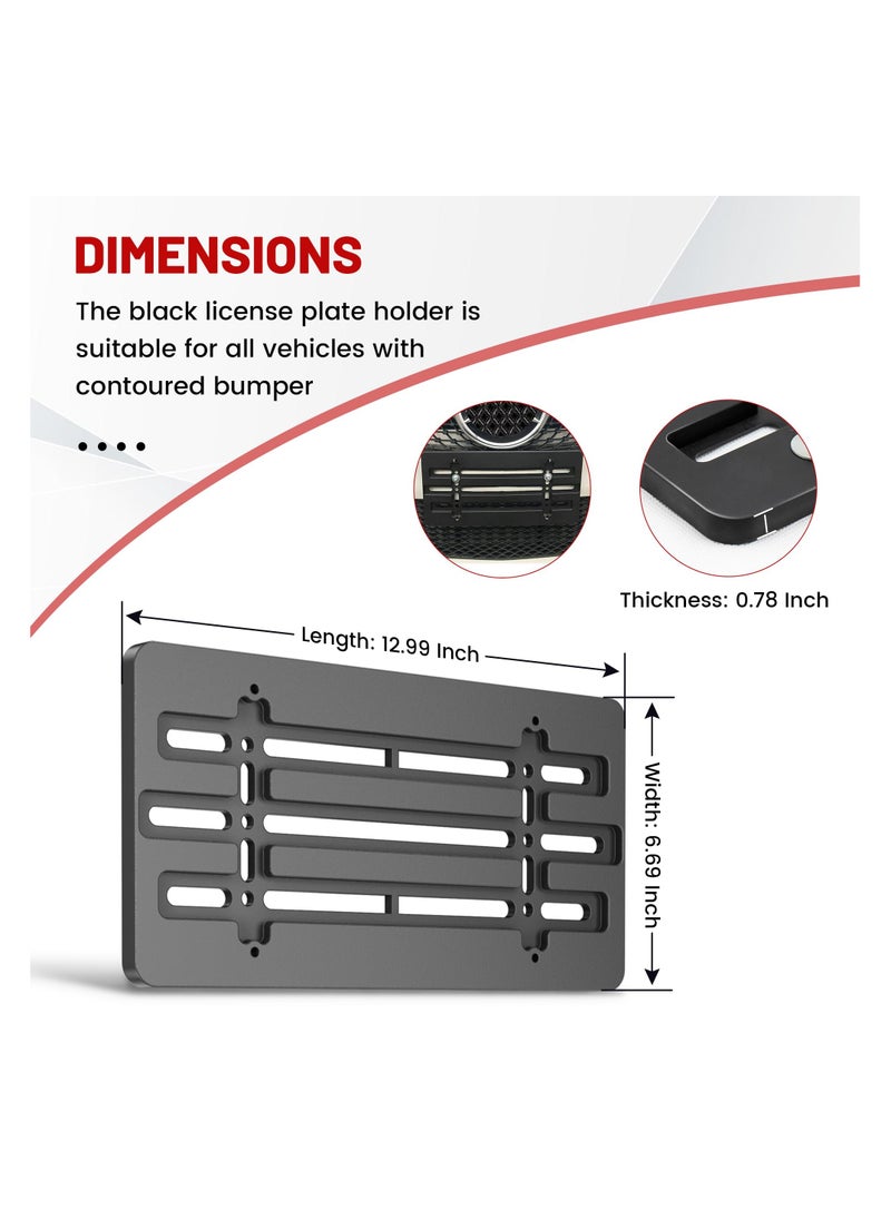 SYOSI - Front License Plate Bracket Holder, Universal Front Bumper License Plate Mounting Kit, Frame Tag Universal,  Car Tag Adapter, for Car Truck Van SUV with 6 Screws and Wrench Kit, Black Easy Mount - Image 1