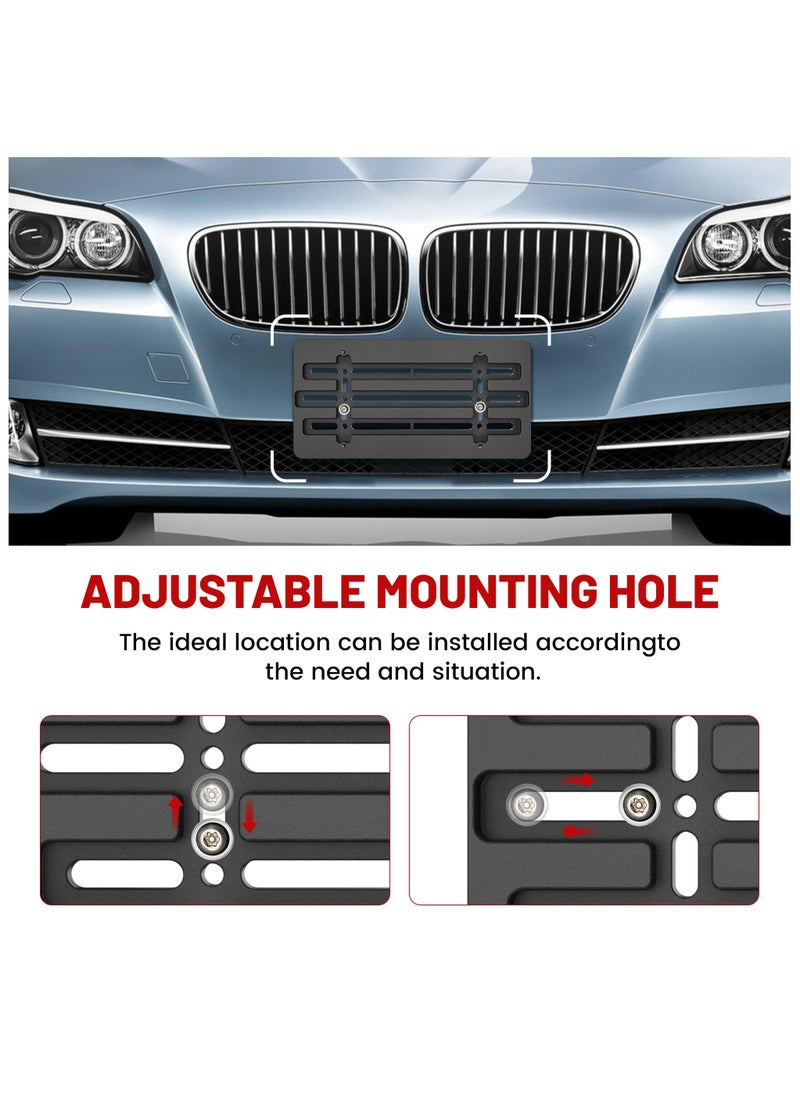 SYOSI - Front License Plate Bracket Holder, Universal Front Bumper License Plate Mounting Kit, Frame Tag Universal,  Car Tag Adapter, for Car Truck Van SUV with 6 Screws and Wrench Kit, Black Easy Mount - Image 1