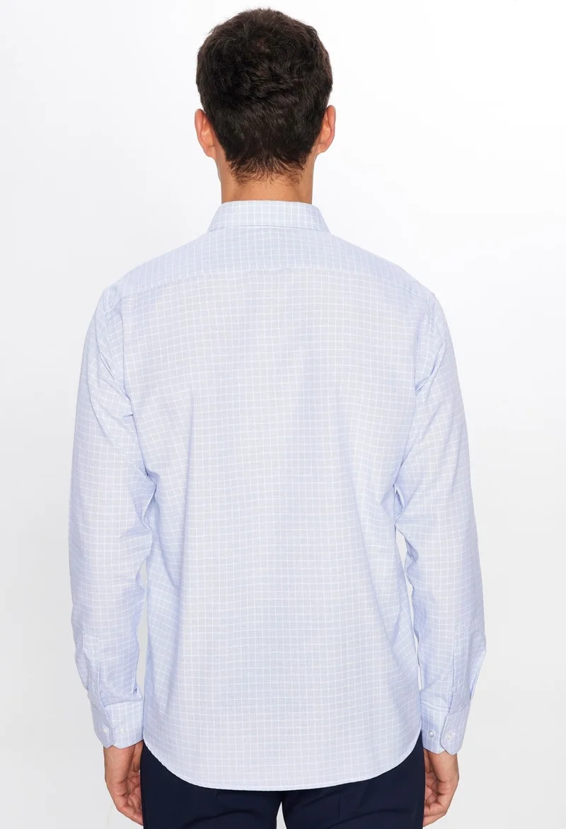 تودورس Men's Classic Fit Regular Cut Long Sleeve Single Pocket Striped Italian Collar Shirt