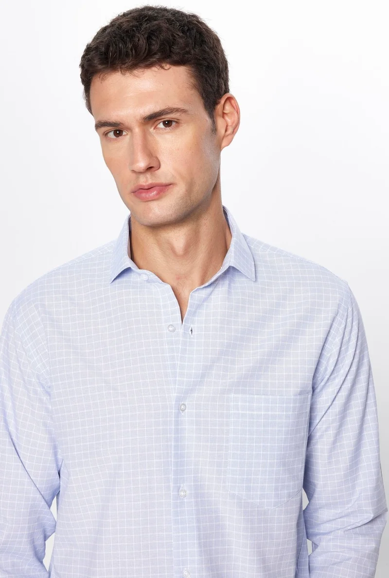 تودورس Men's Classic Fit Regular Cut Long Sleeve Single Pocket Striped Italian Collar Shirt