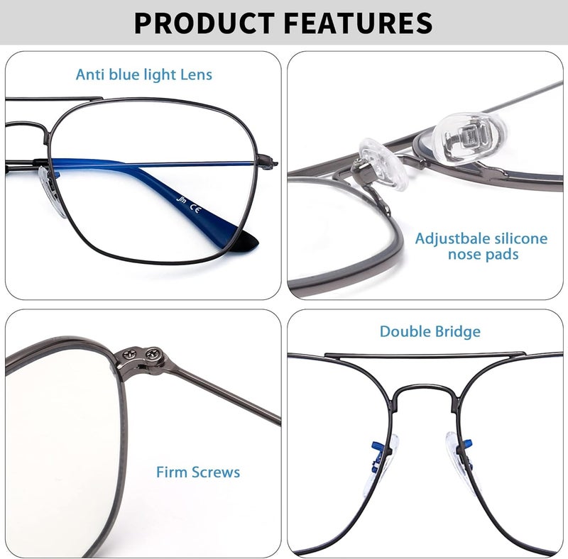 JM Aviator Blue Light Blocking Computer Glasses, Square Eye Protect Video Eyeglasses Anti Glare Men Women - Image 3