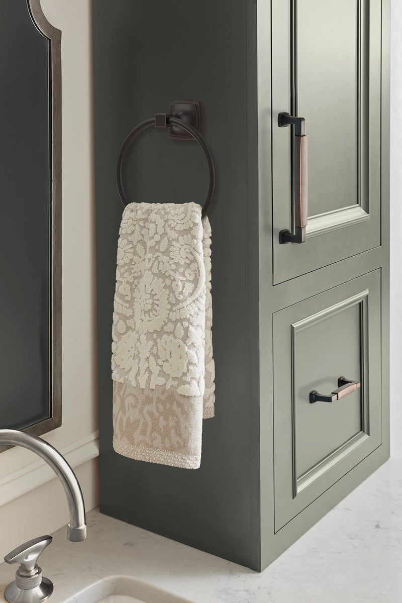 Amerock BH36092ORB | Oil Rubbed Bronze Towel Ring | 7-9/16 in (192 mm) Length Towel Holder | Stature | Hand Towel Holder for Bathroom Wall | Small Kitchen Towel Holder | Bath Accessories - Image 3