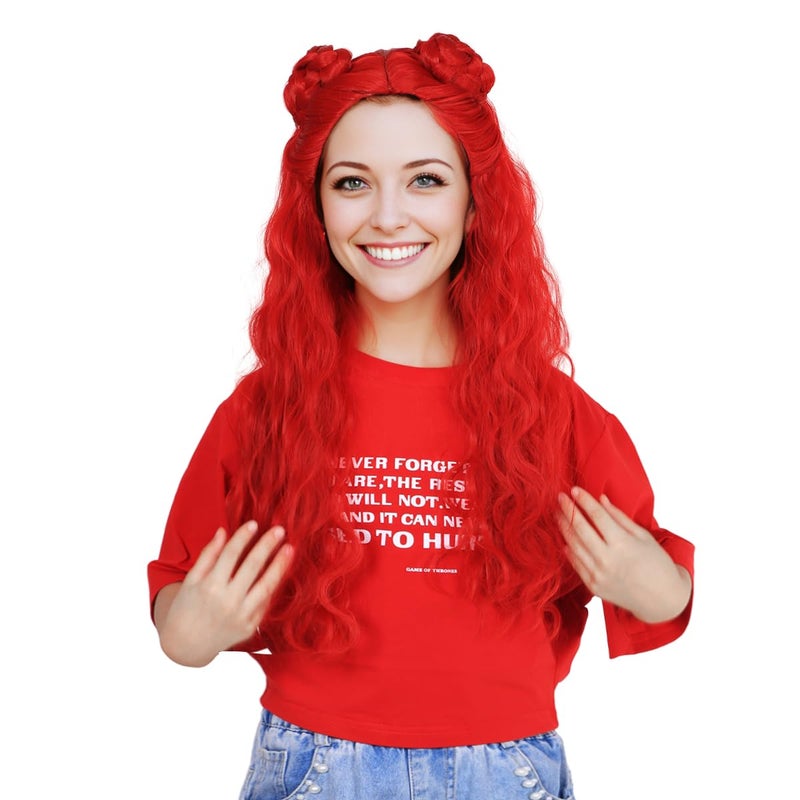 ColorGround Long Cosplay Wig for Women RedBig Size