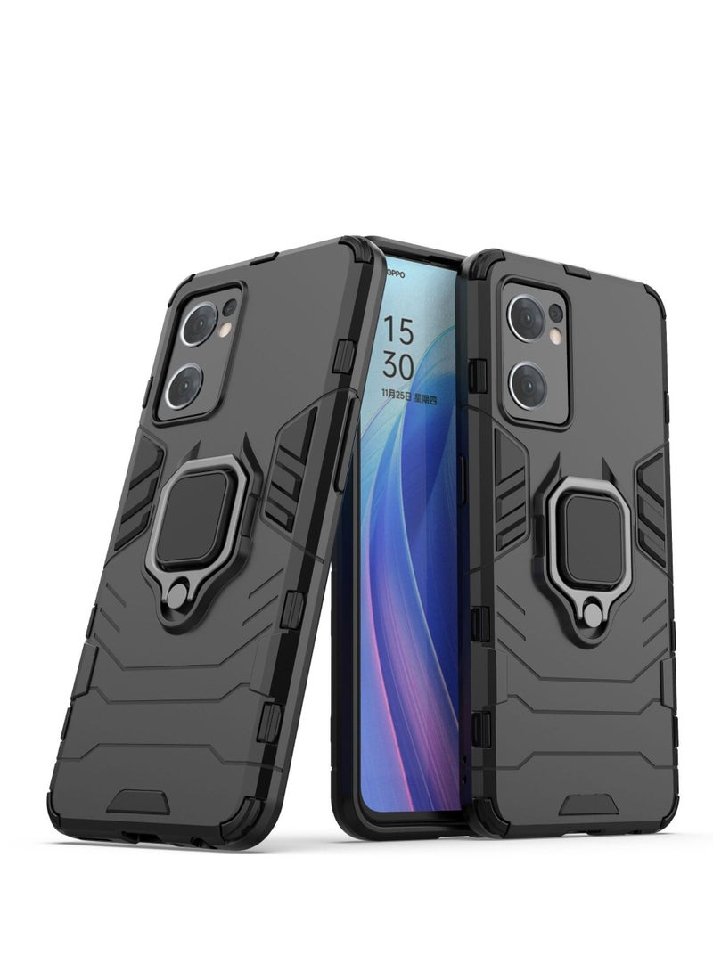 Black protective cover with ring bracket For Oppo - Image 1