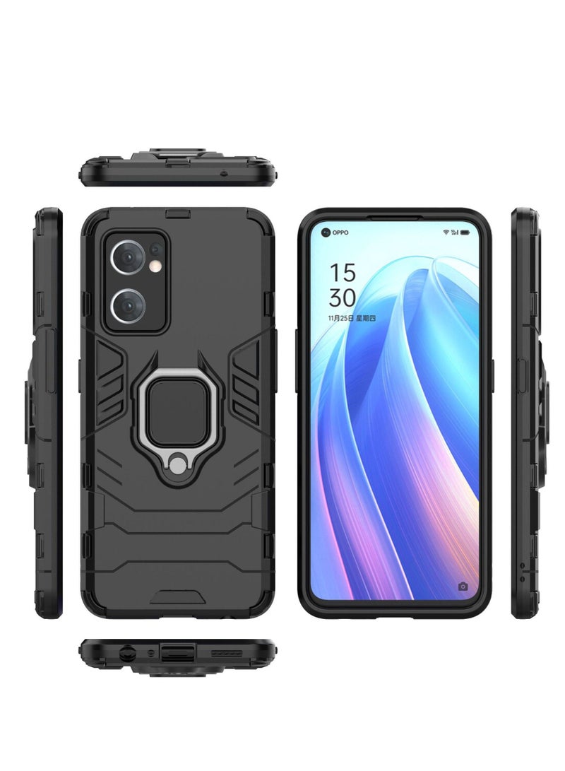 Black protective cover with ring bracket For Oppo - Image 2