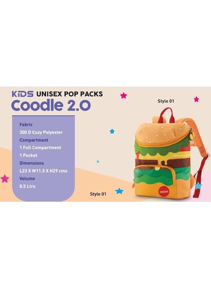 American Tourister 8.5 Litres Coodle 2.0 Burger Backpack with 2 compartment for Boys & Girls, Kids - Burger Brown - Image 3