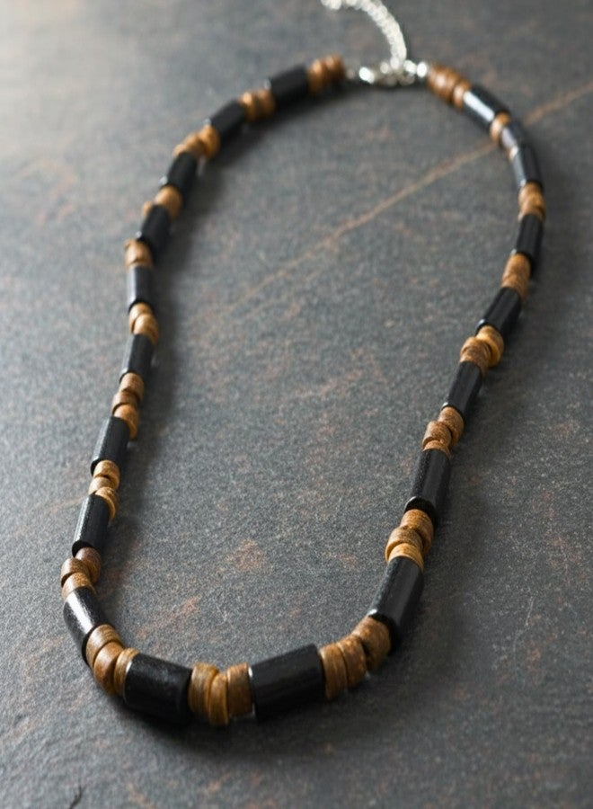 THE MEN THING ONYX TIMBER - 8 mm Beaded Necklace for Men and Boys (20 inches with adjustable cable chain) - Image 3