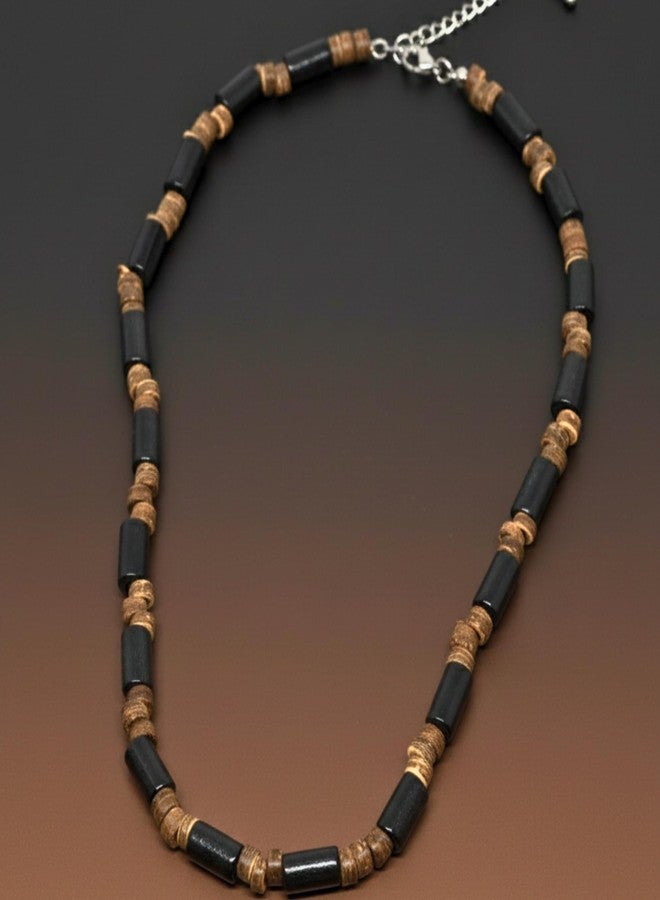 THE MEN THING ONYX TIMBER - 8 mm Beaded Necklace for Men and Boys (20 inches with adjustable cable chain) - Image 4