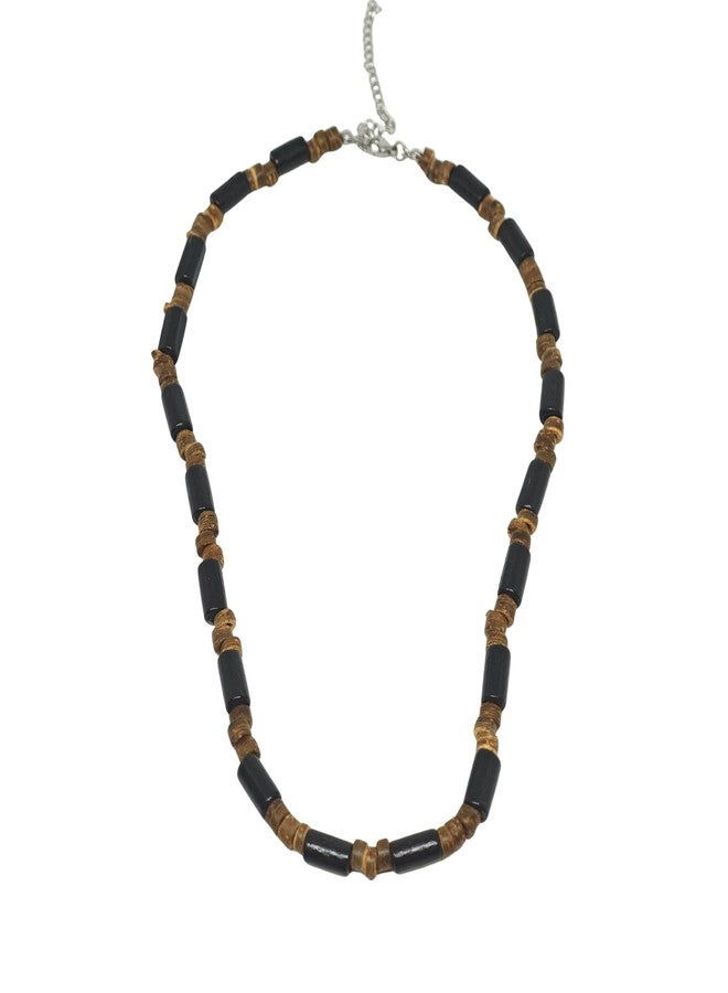 THE MEN THING ONYX TIMBER - 8 mm Beaded Necklace for Men and Boys (20 inches with adjustable cable chain) - Image 1