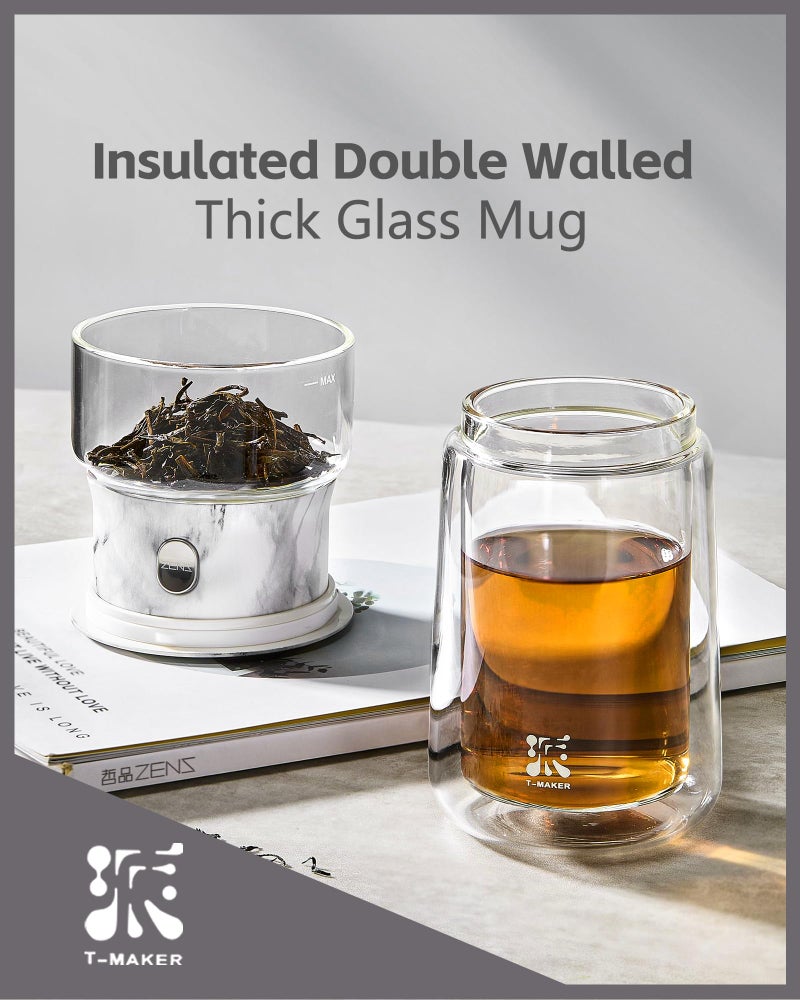 ZENS Modern One Touch Tea Maker, Glass Teapot with Infuser for Loose Leaf Tea Diffusers, Mess-Free Smart Pouring with Insulated Mug and Portable Tea Kits for Tea Lover Gifts - Image 4