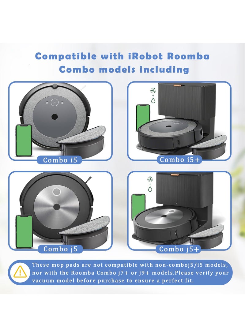 5 Pack i5 Replacement Mop Pads Washable and Reusable Mop Pads Premium Microfiber Mop Pads Replacement for iRobot Roomba Combo i5 i5+ j5 j5+ Robot Vacuum Cleaner Eco Friendly and Reusable - Image 3