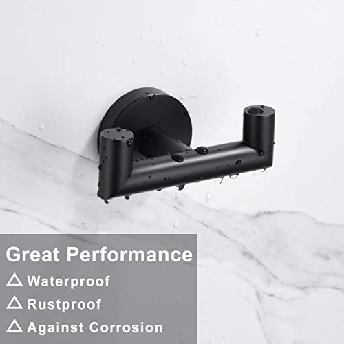 Kwanicas Towel Hooks for Bathrooms,Matte Black Towel Hook for Kitchen Bathroom,SUS304 Stainless Steel Coat Hook,Heavy Duty Double Towels Holder Hooks for Hanging Towels,Coats,sponges,Clothes,Wall Mount,2 Pack - Image 4