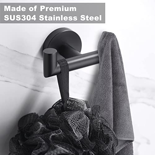 Kwanicas Towel Hooks for Bathrooms,Matte Black Towel Hook for Kitchen Bathroom,SUS304 Stainless Steel Coat Hook,Heavy Duty Double Towels Holder Hooks for Hanging Towels,Coats,sponges,Clothes,Wall Mount,2 Pack - Image 3