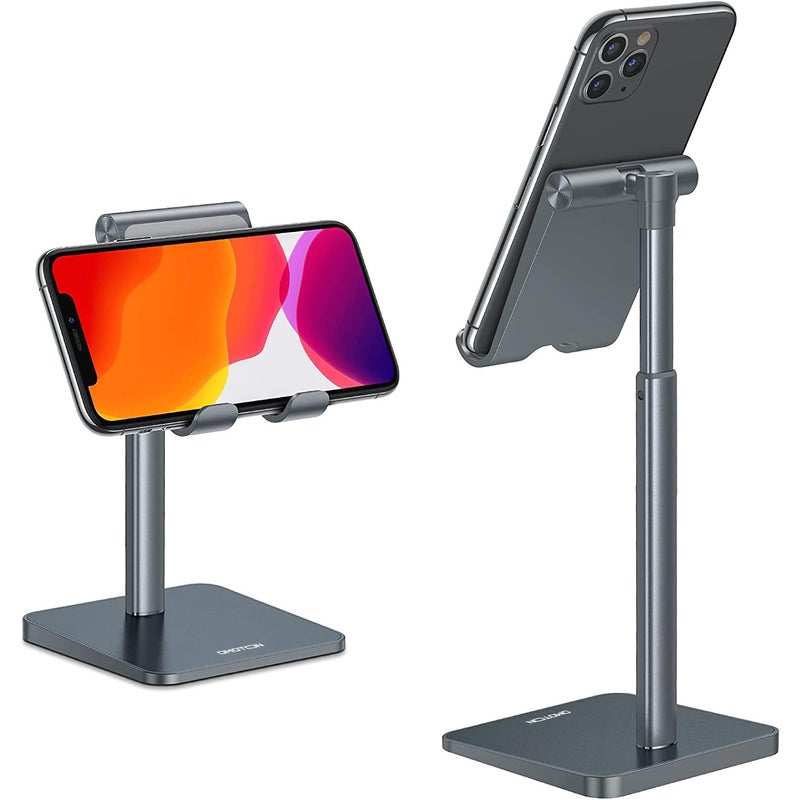OMOTON Cell Phone Stand Adjustable Angle Height Desk Phone Dock Holder for iPhone Air17 Pro Max 11 ProXS MaxXR Samsung Galaxy S20 S10 S9 S8 and Other Phones 3570Inch Gray - Image 3