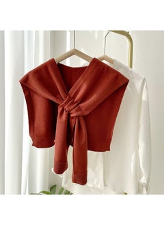 Knit Shawl Ladies Spring Summer Trendy Cross Design Wrap Scarf brick red