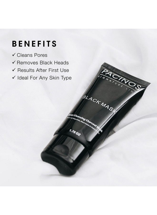 Pacinos Black Mask Deep Cleansing Activated Charcoal Mask Removes Impurities Blackheads & Cleans Pores 1.76 Fl. Oz. - Image 3