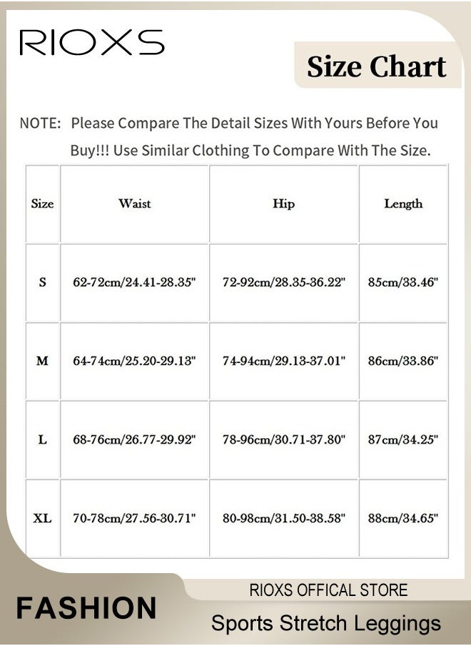 RIOXS - Women's Stretch Leggings,High Waist Yoga Pants With Pockets,Sports Mesh Fitness Workout Tights For Women Ladies,4-Way Stretchy Leggings For Pilates Jogging Athletic - Image 1