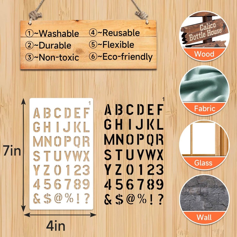 eageus 36 Pieces Letter Stencils, 4 x 7 Inch Alphabet Stencil Reusable Plastic Numbers Symbol Templates Kit for Painting on Wood, Canvas, Fabric, Rock, Chalkboard, Sign, DIY Art Projects(Letter) - Image 2