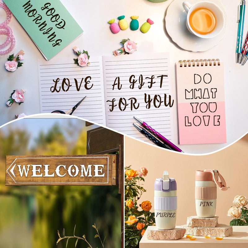 eageus 36 Pieces Letter Stencils, 4 x 7 Inch Alphabet Stencil Reusable Plastic Numbers Symbol Templates Kit for Painting on Wood, Canvas, Fabric, Rock, Chalkboard, Sign, DIY Art Projects(Letter) - Image 4